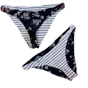 O'Neill Raven Reversible to Horizontal Stripe Classic Bikini Bottoms